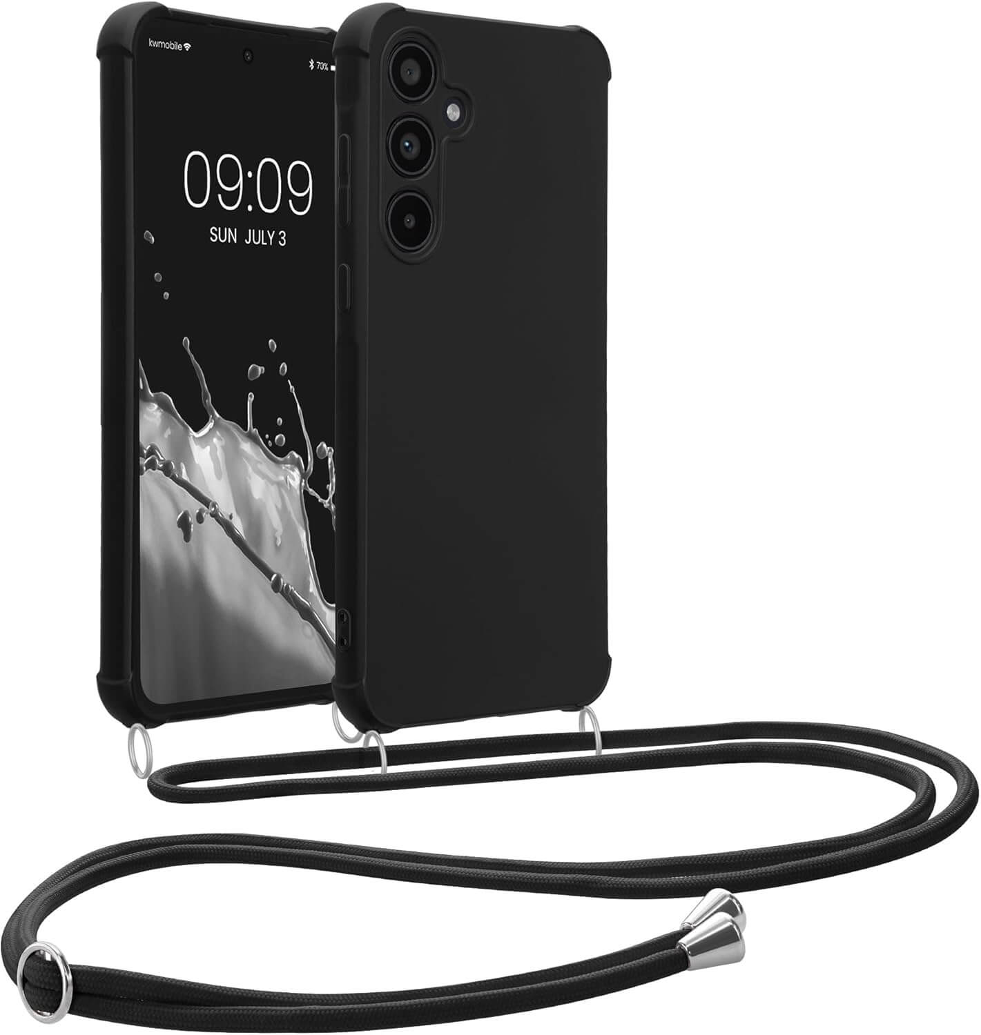 KW Samsung Galaxy A35 5G Θήκη Σιλικόνης TPU με Λουράκι - Black