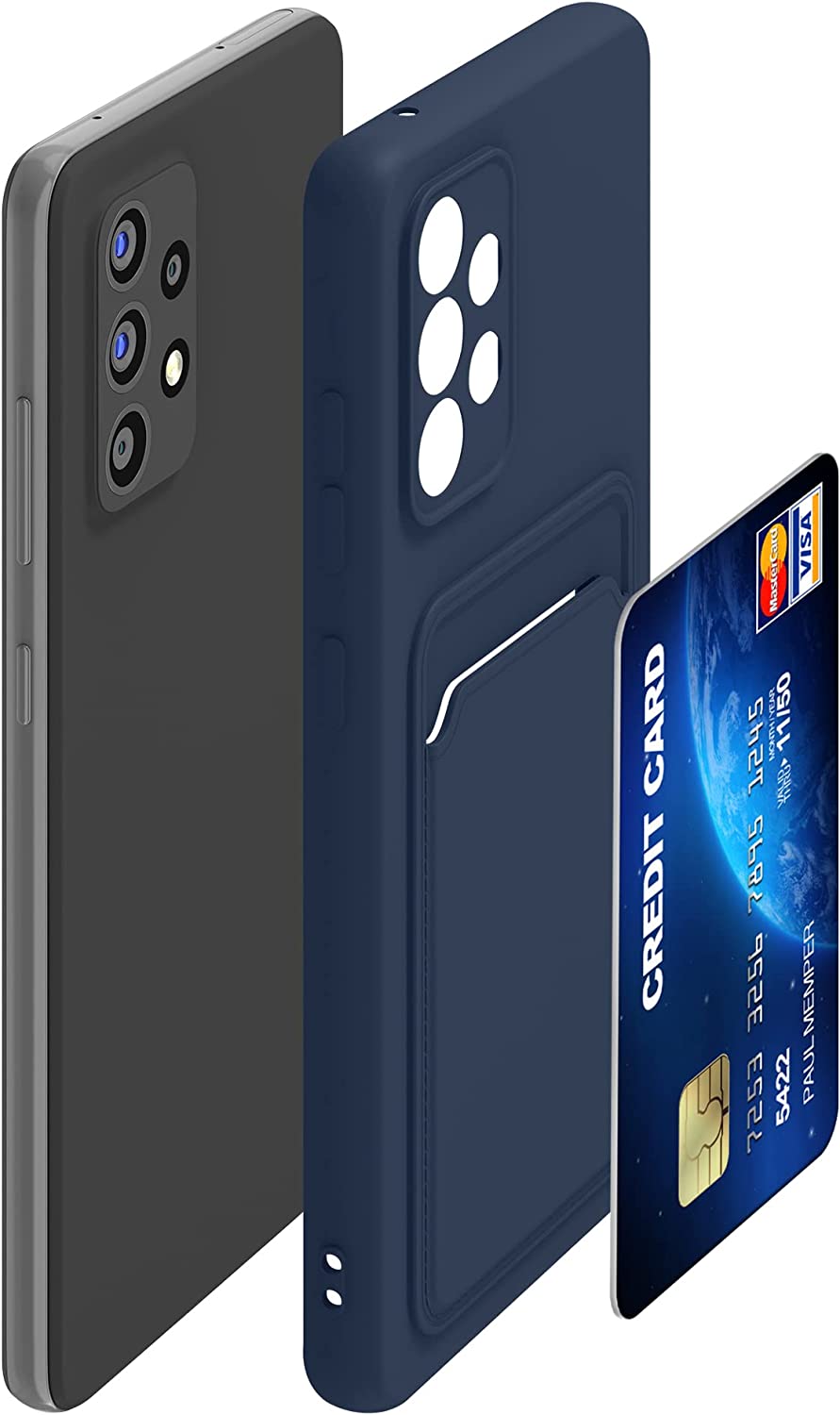 KW Samsung Galaxy A52 / A52 5G / A52s 5G Θήκη Σιλικόνης TPU με Υποδοχή για Κάρτα - Dark Blue - 55083.17