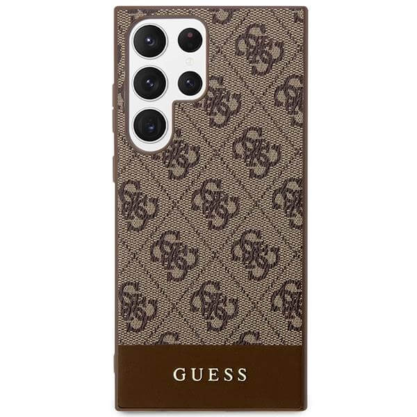 Guess Samsung Galaxy S23 Ultra - 4G Stripe Collection Θήκη με Επένδυση Συνθετικού Δέρματος - Brown - GUHCS23LG4GLBR