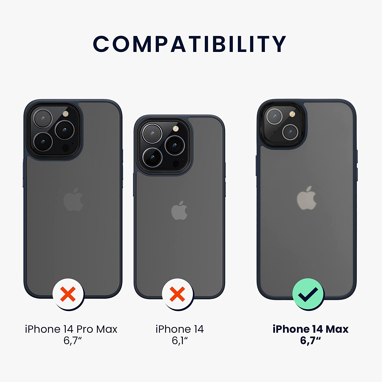 KW iPhone 14 Plus Σκληρή Θήκη με Πλαίσιο Σιλικόνης - Dark Blue / Matte Διάφανη - 59090.17