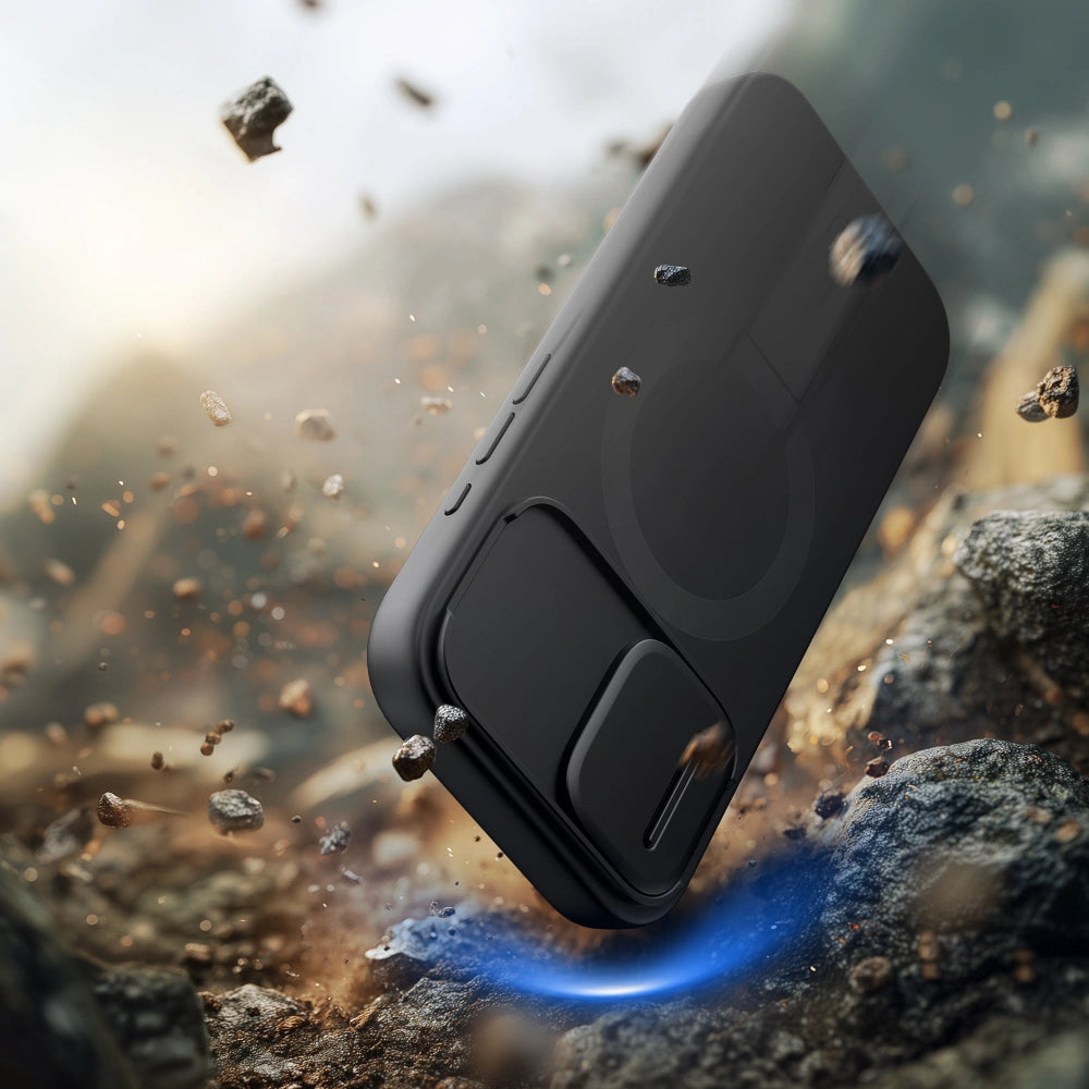 Tech-Protect iPhone 17 - Kevlar Aura MagSafe - Σκληρή Θήκη με Ανοιγόμενο Κάλυμμα Κάμερας και Stand - Black
