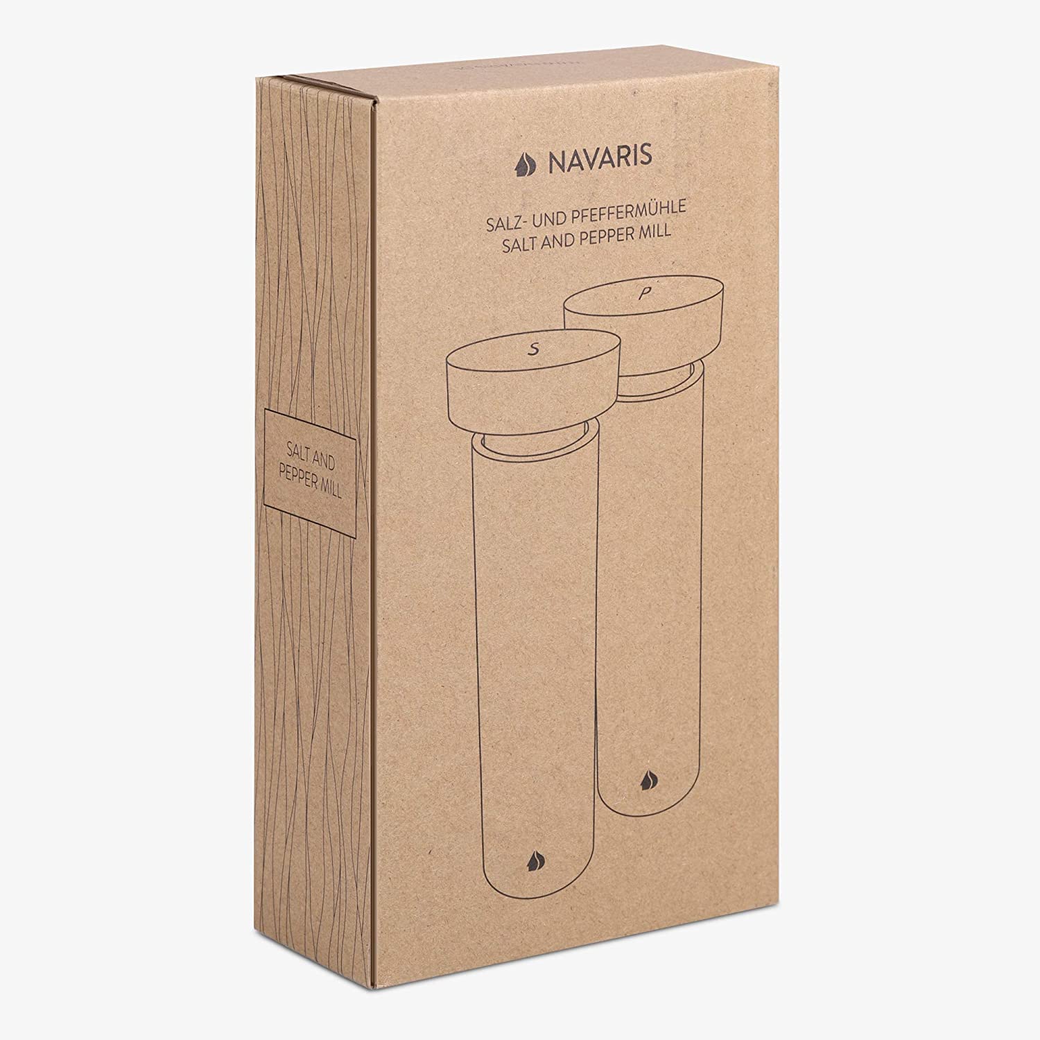 Navaris Salt and Pepper Mill Set Σετ Μύλων Αλάτι και Πιπέρι - Beech Wood - 49616.04