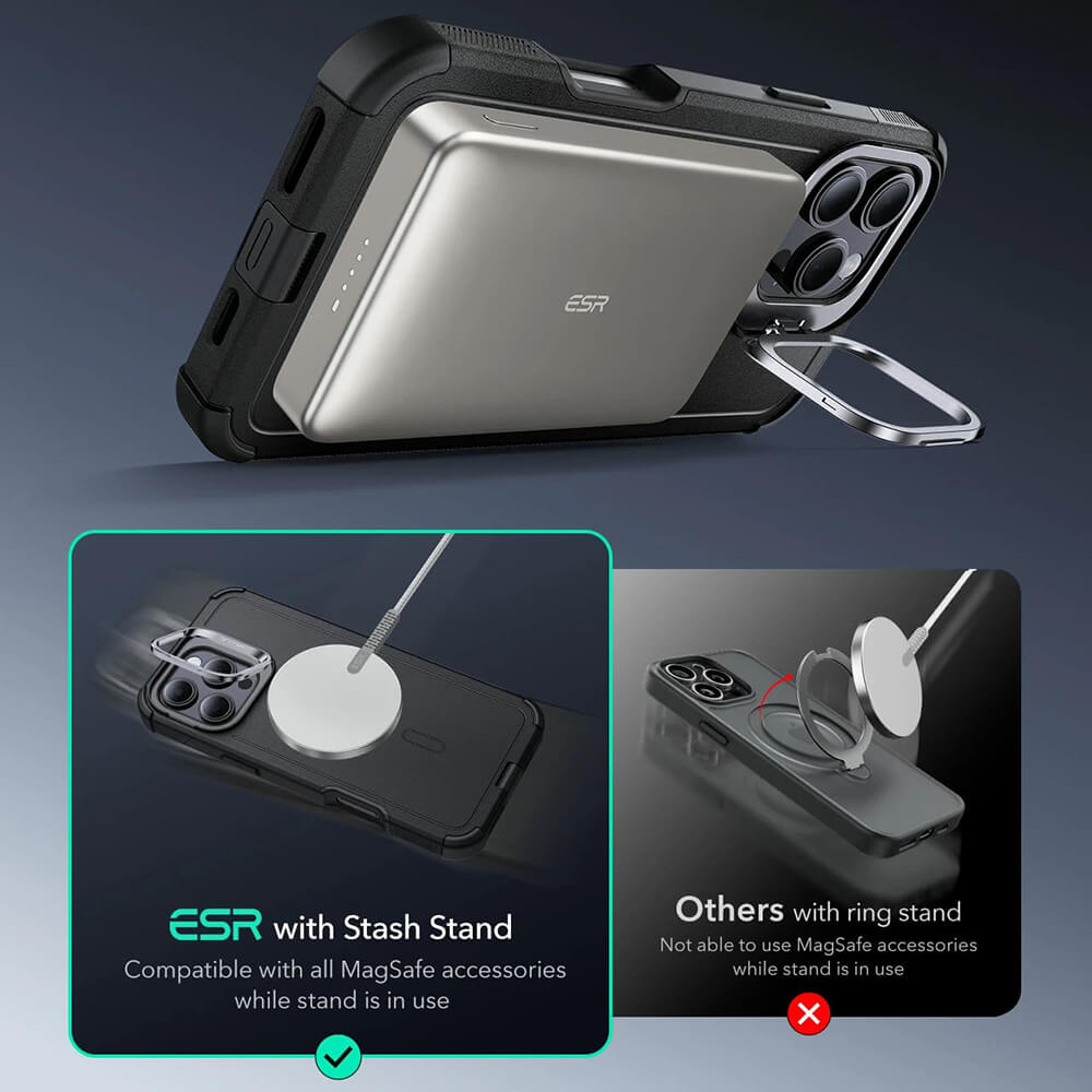 ESR iPhone 16 Pro Max Cyber Armor Kickstand Σκληρή Θήκη με Stand και MagSafe - Black