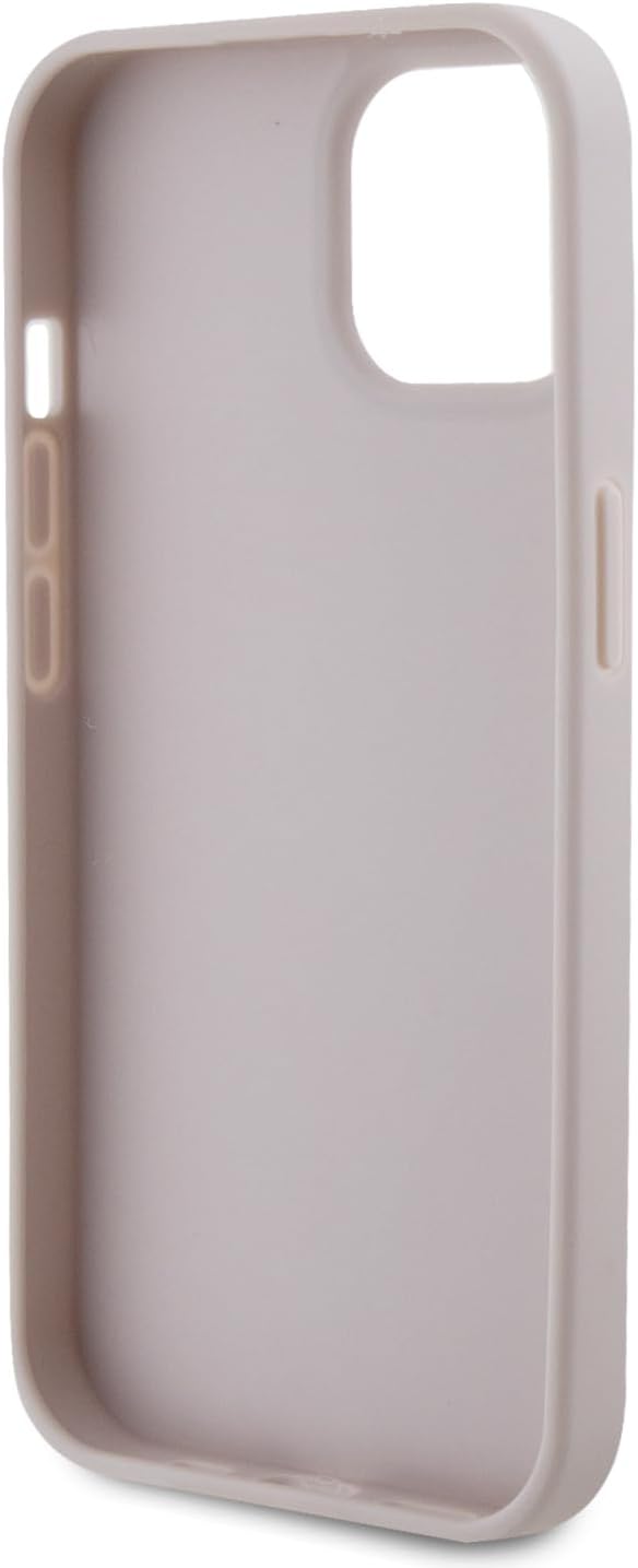 Guess iPhone 15 Leather 4G Diamond Triangle Θήκη με Επένδυση Συνθετικού Δέρματος - Pink - GUHCP15SP4TDPP