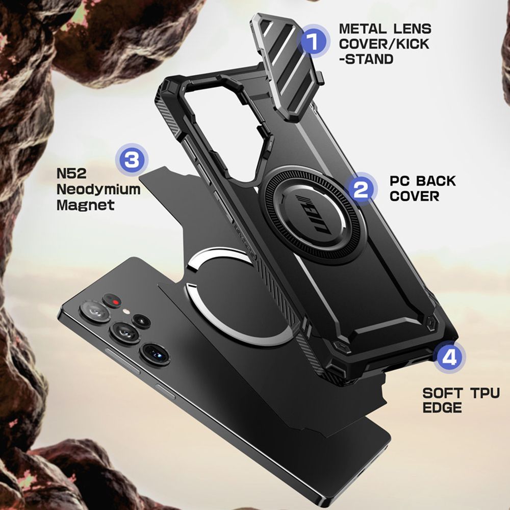 Supcase Samsung Galaxy S25 Ultra UB XT Mag Σκληρή Θήκη με Κάλυμμα Κάμερας / Stand και Magsafe - Black