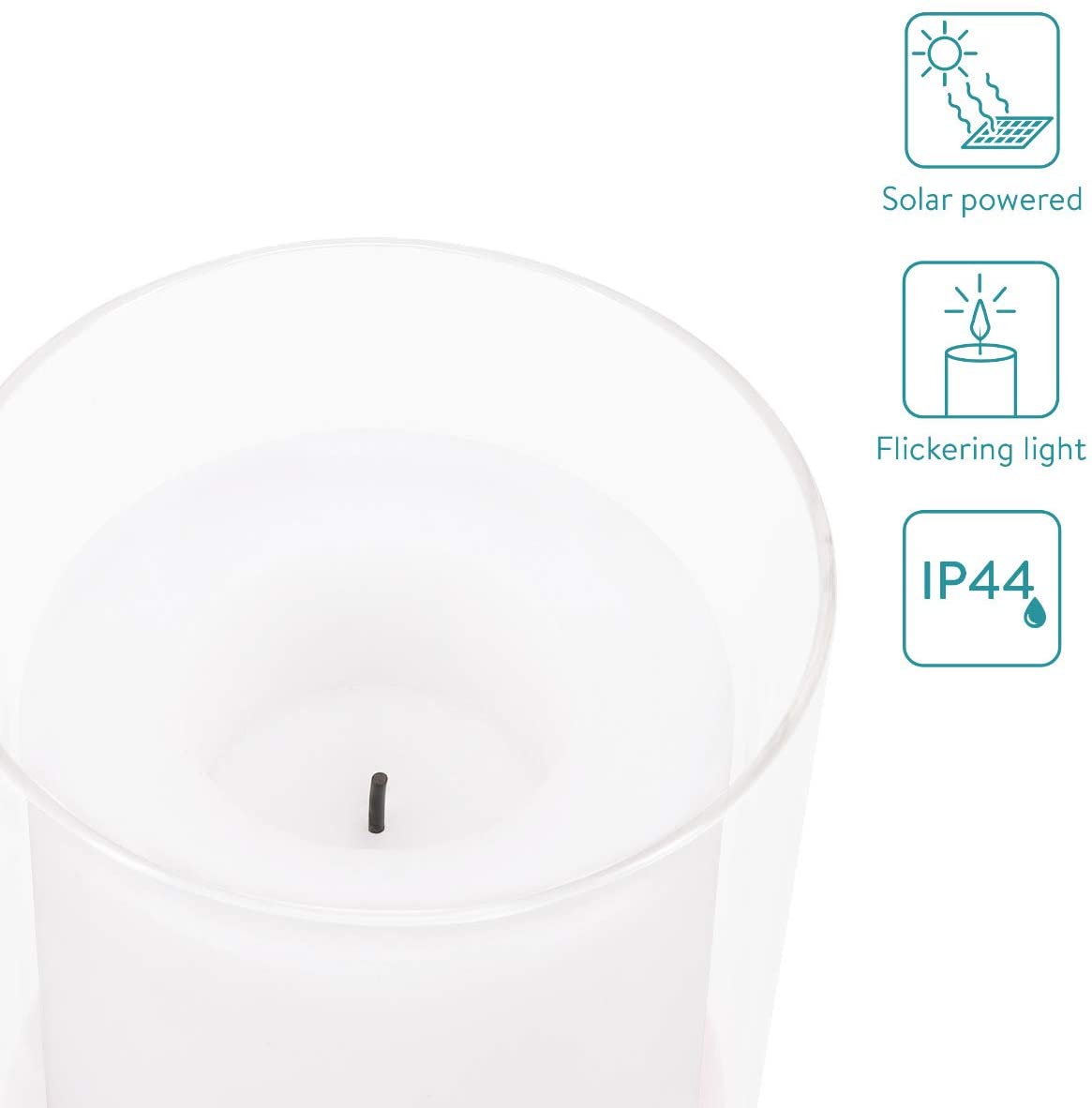 Navaris Solar Garden Candles Σετ με 2 Ηλιακά LED Κεριά Εξωτερικού Χώρου - White - 51100.01.02