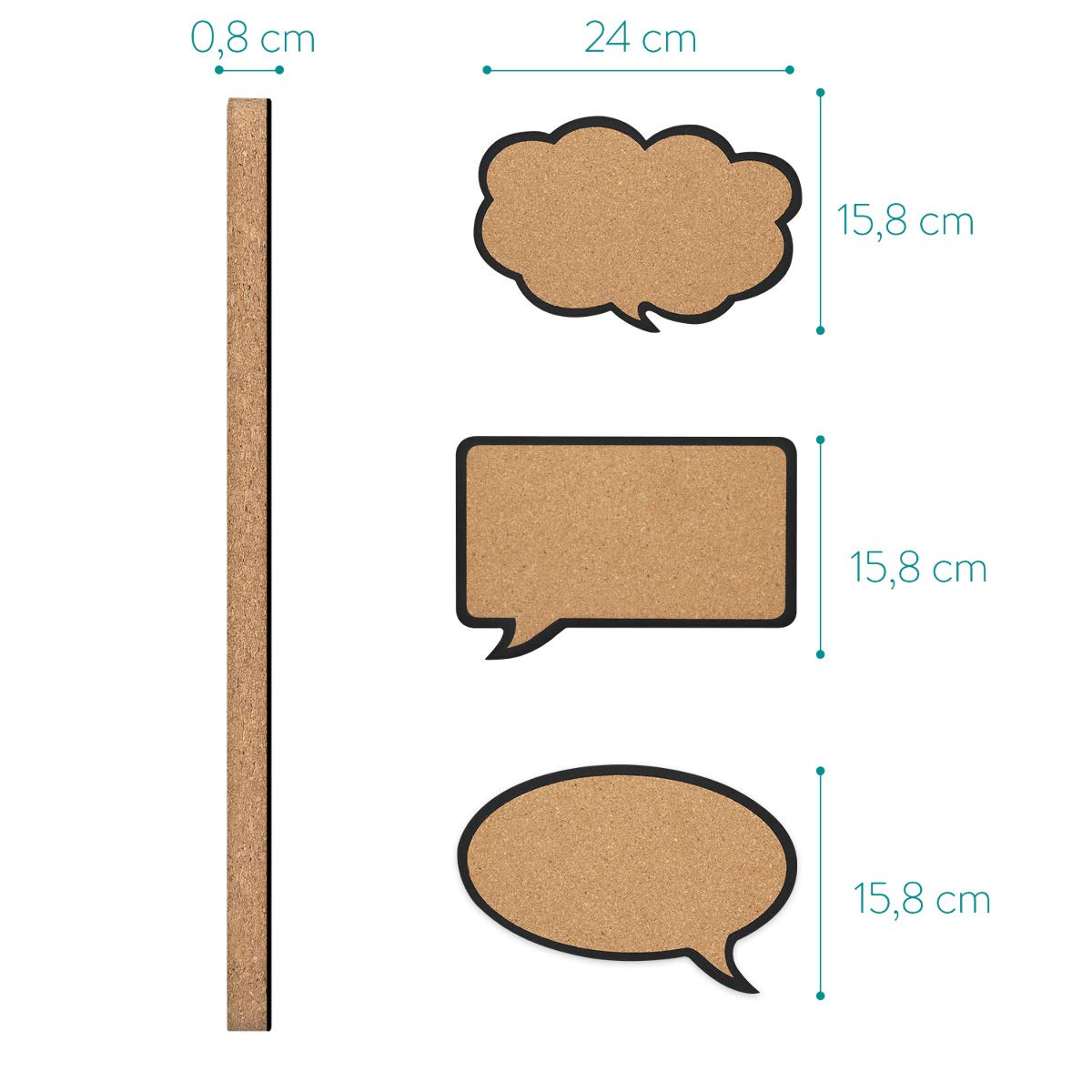 Navaris Cork Notice Board Set Τρεις Πίνακες Ανακοινώσεων με Πινέζες - Brown / Black - 45367.03