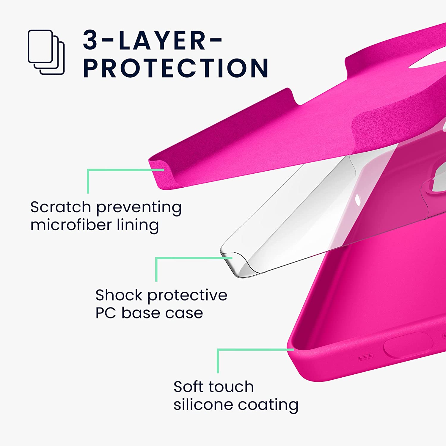 KW iPhone 14 Pro Max Θήκη Σιλικόνης Rubberized TPU - Neon Pink - 59074.77