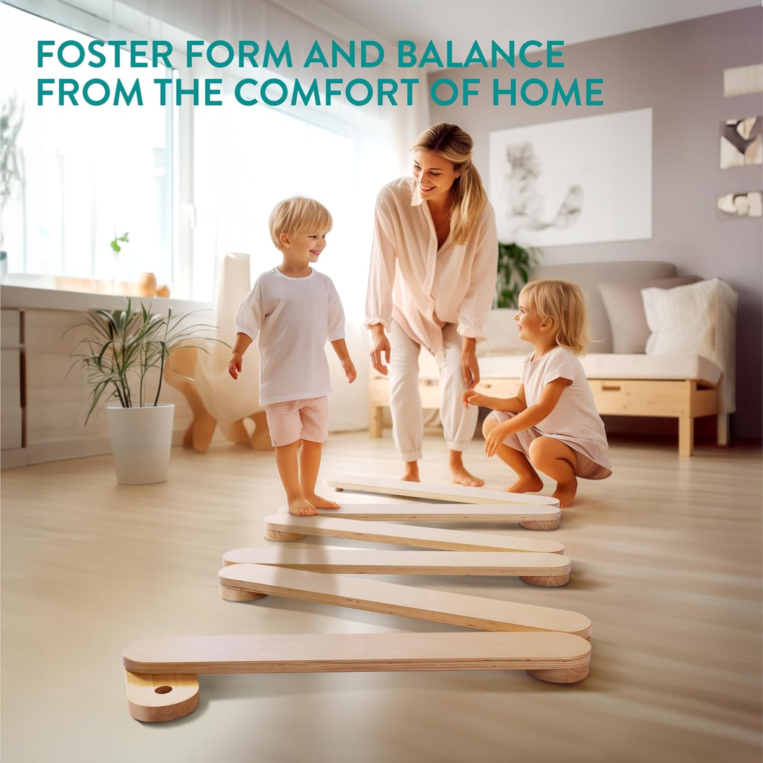 Navaris Ξύλινη Δοκός Ισορροπίας για Παιδιά - Beige - 61848.01