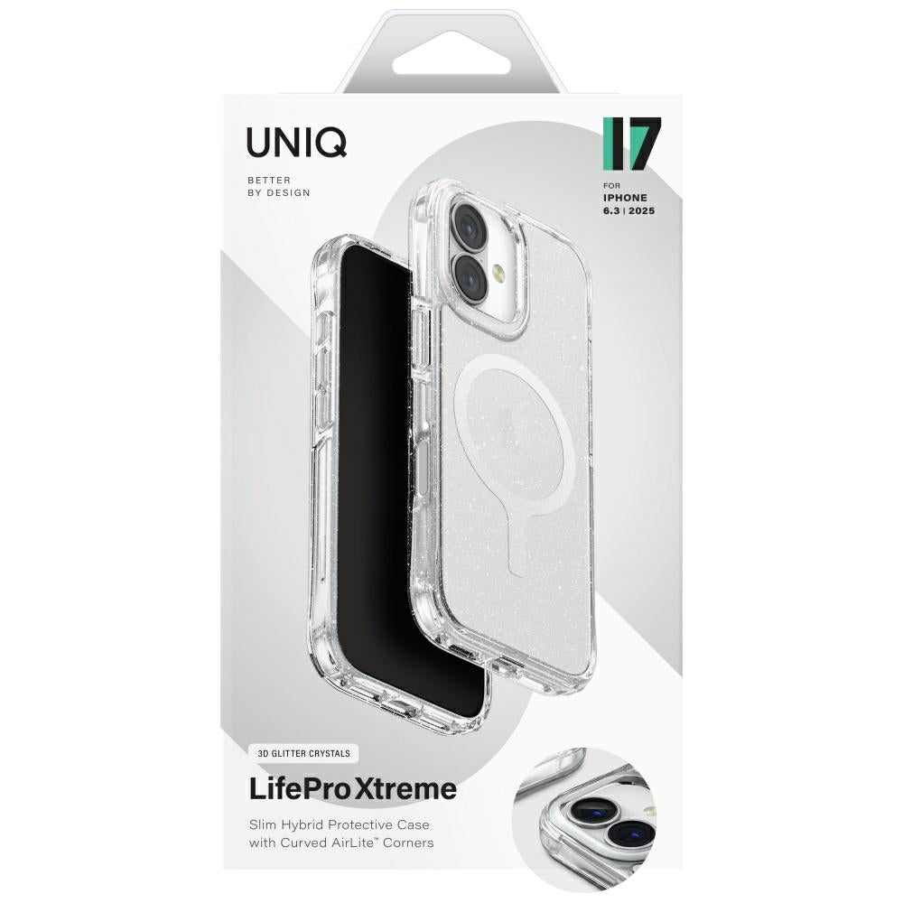Uniq iPhone 17 - LifePro Xtreme Magclick - Σκληρή Θήκη με Πλαίσιο Σιλικόνης και MagSafe - Clear / Glitter
