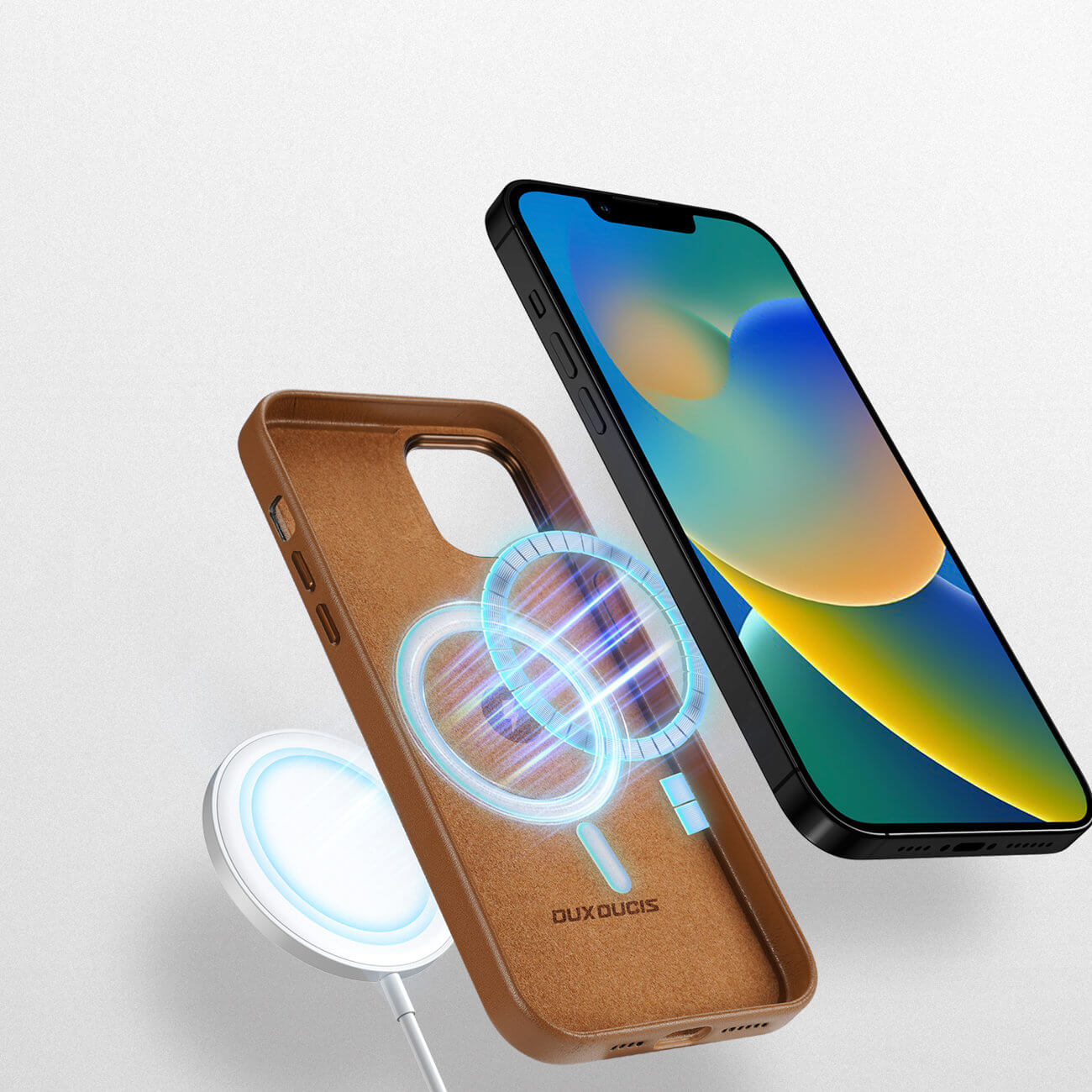 Dux Ducis iPhone 14 Plus Grit Leather Case Θήκη με Επένδυση Συνθετικού Δέρματος και MagSafe - Brown