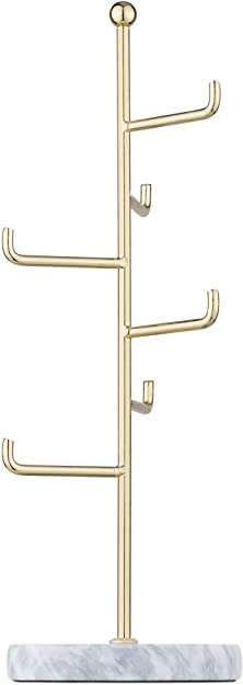 Navaris Μεταλλικό Stand Κοσμημάτων με Μαρμάρινη Βάση - Gold - 52597.21