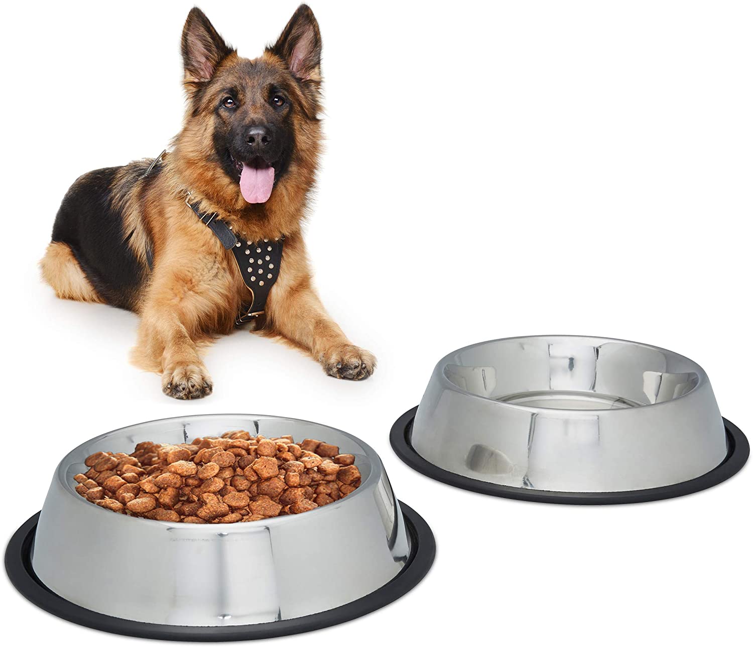 Relaxdays Σετ με 2 Μπολ για Κατοικίδια - 1.25 L - Silver - 4052025947811