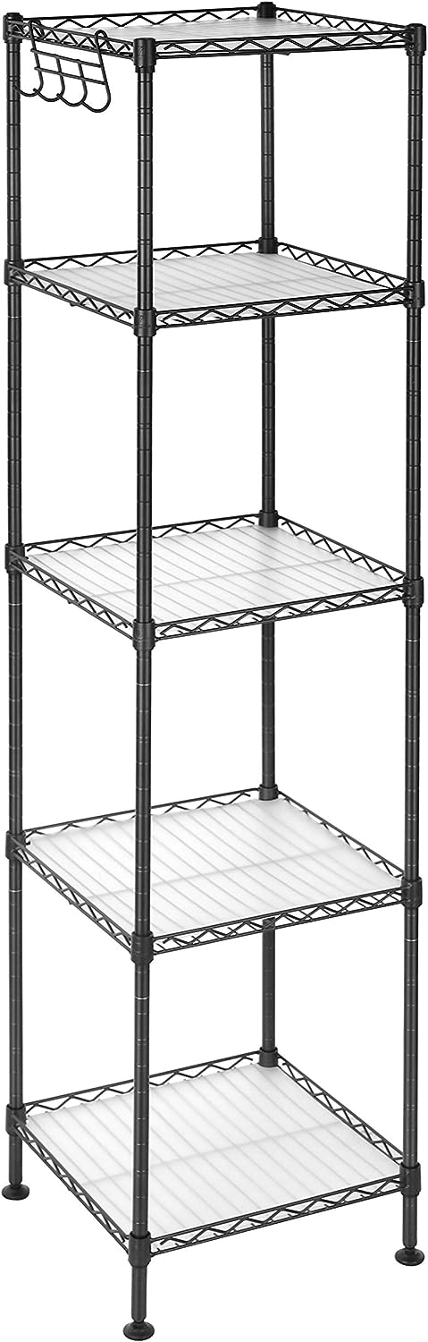 Songmics Μεταλλική Ραφιέρα με 5 Πλαστικά Ράφια - 30 x 30 x 123.5 cm - ‎Black - LGT029A01