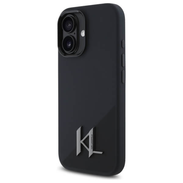 Karl Lagerfeld iPhone 16 - Silicone Shadow Metal Initial - MagSafe Θήκη Σιλικόνης - Black - KLHMP16SSCMKMPCK