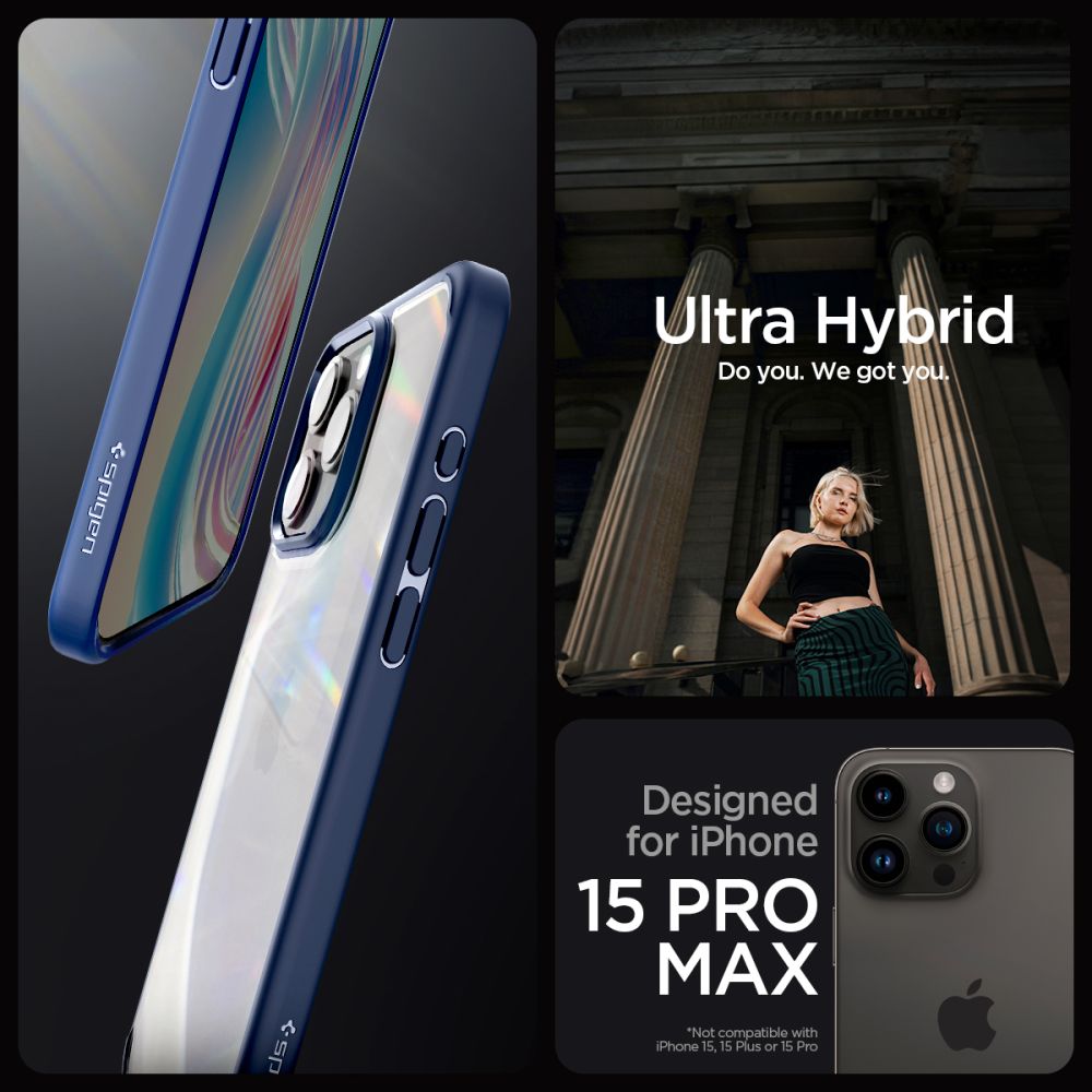 Spigen iPhone 15 Pro Max Ultra Hybrid Σκληρή Θήκη με Πλαίσιο Σιλικόνης - Navy Blue