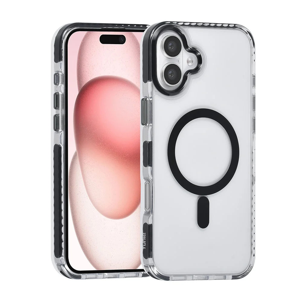 Tuniq iPhone 16 Plus - MagSafe Σκληρή Θήκη με Πλαίσιο Σιλικόνης και Λουράκι - Διάφανη / Black