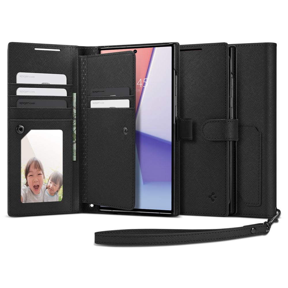 Spigen Samsung Galaxy S23 Ultra Wallet S Plus Θήκη Πορτοφόλι από Δερματίνη - Black
