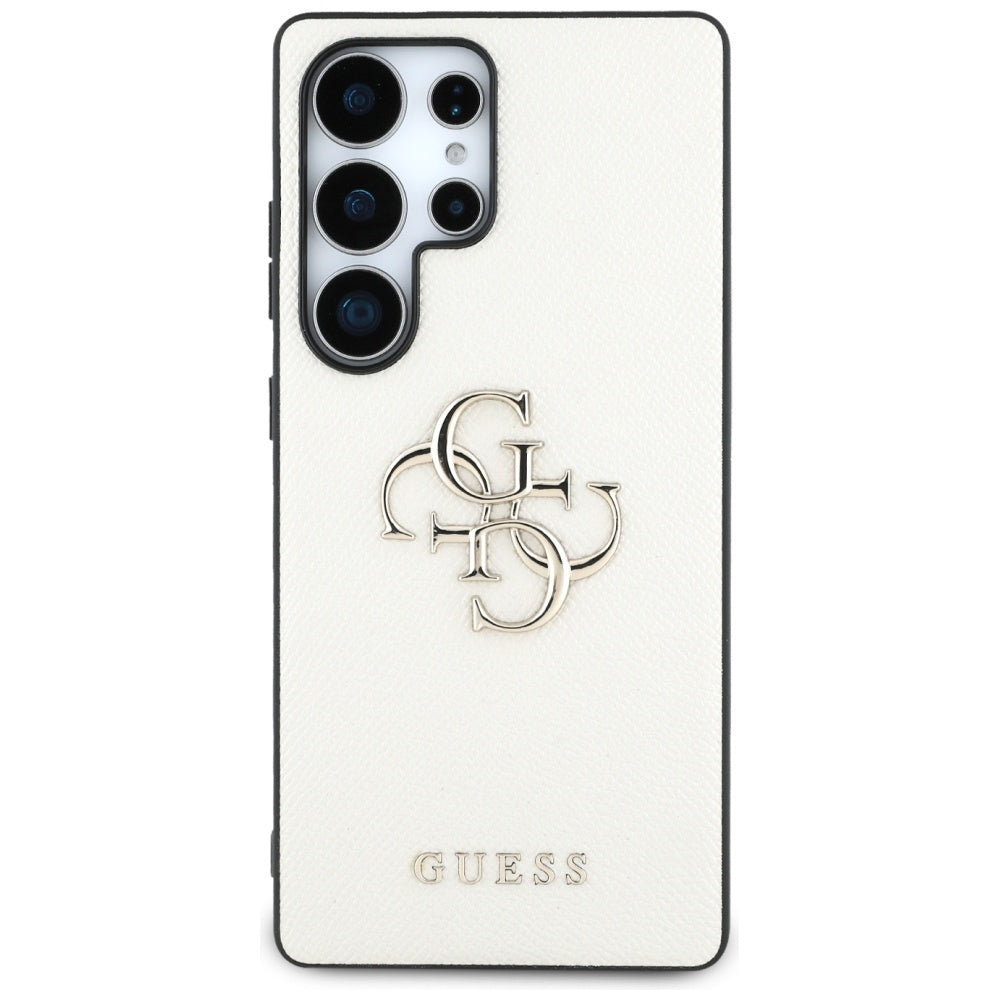 Guess Samsung Galaxy S25 Ultra - Grained Big 4G Logo Small Classic Logo - Σκληρή Θήκη με Επένδυση από Οικολογικό Δέρμα - Beige - GUHCS25LPGT4MBE