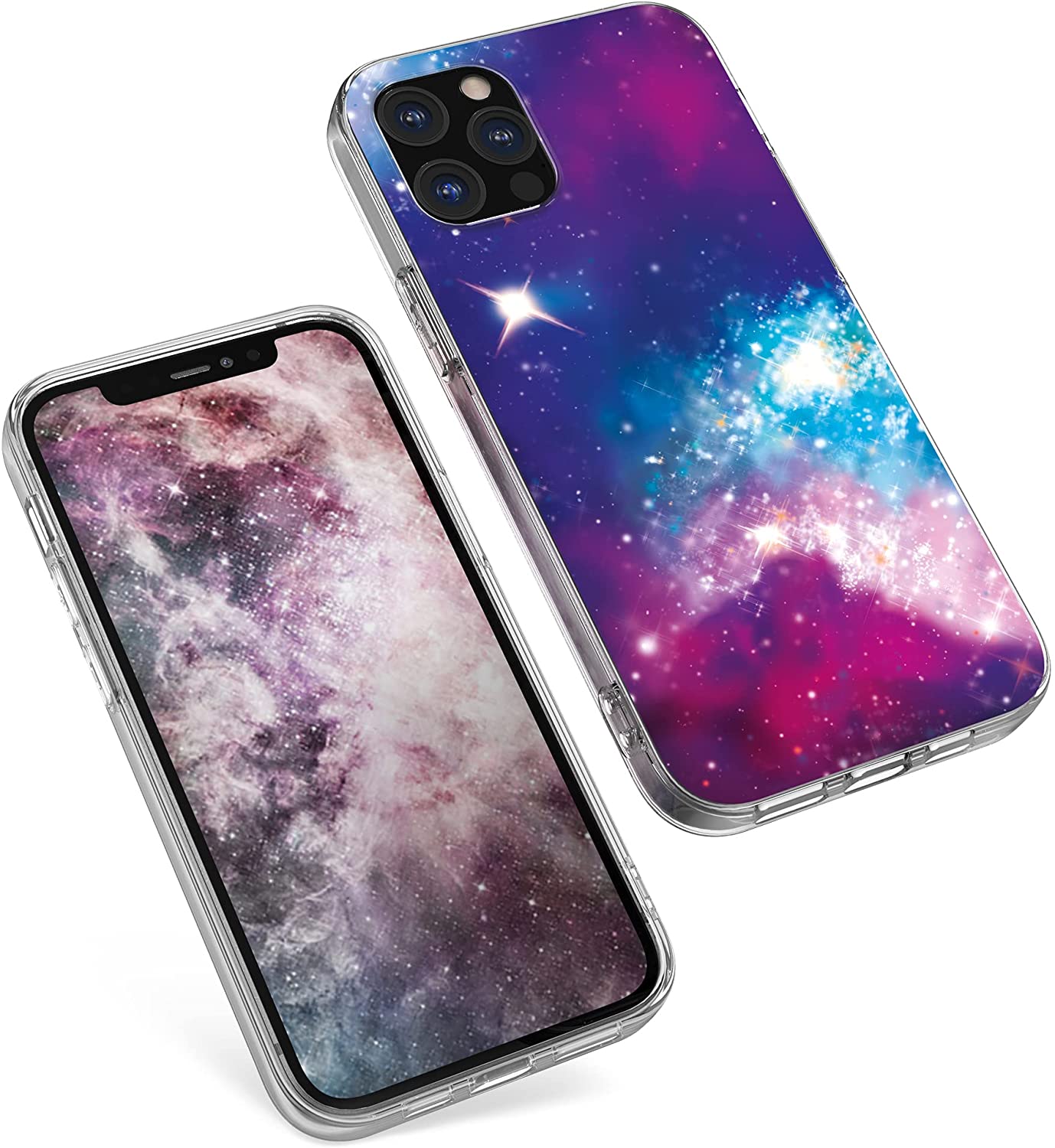 KW iPhone 12 / iPhone 12 Pro Θήκη Σιλικόνης TPU - Pink / Black / Space Multicoloured - 56113.01