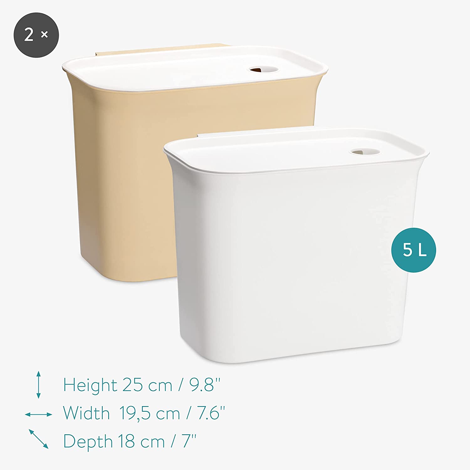 Navaris Σετ με 2 Κάδους Οργανικών Αποβλήτων - White - 53829.01.02