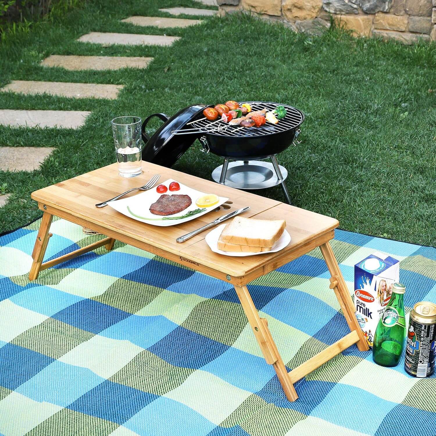 Songmics Τραπεζάκι για Φορητό Υπολογιστή με Πτυσσόμενη Βάση - Natural - LLD004