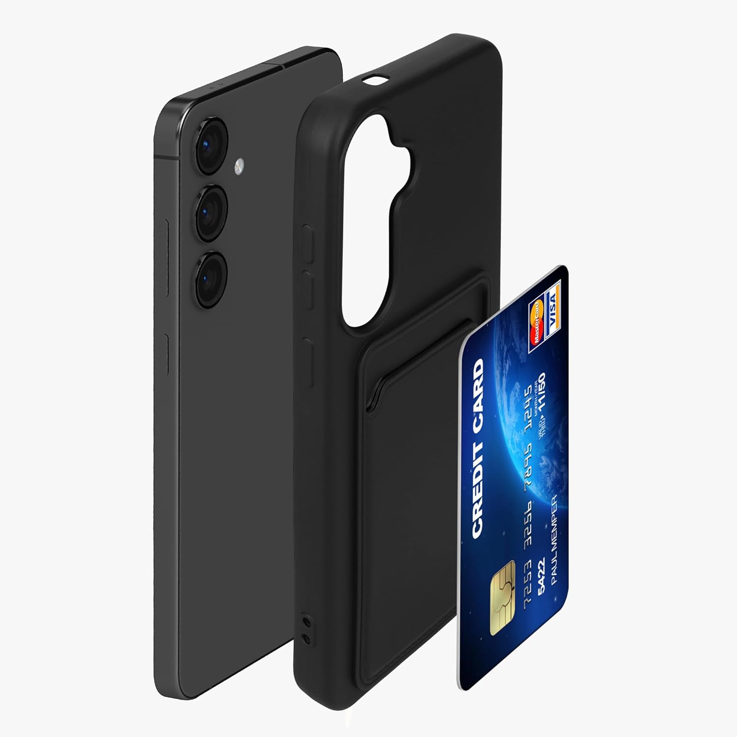 KW Samsung Galaxy S24+ Θήκη Σιλικόνης TPU με Υποδοχή για Κάρτα - Black