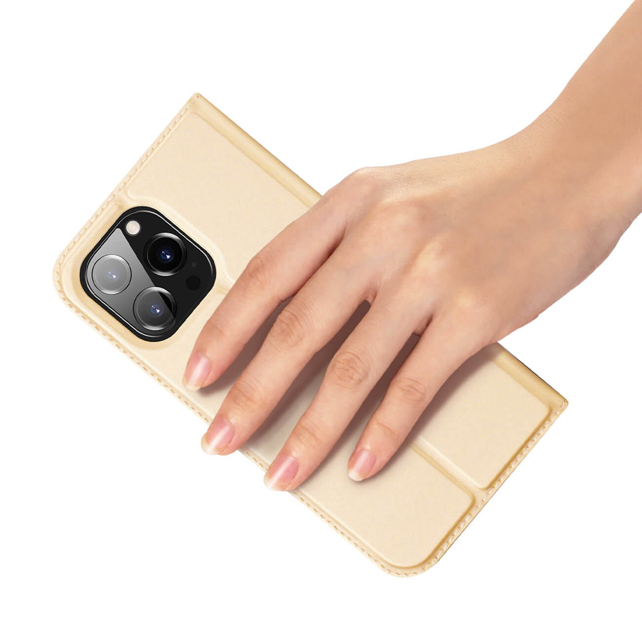 Dux Ducis iPhone 14 Pro Max Flip Stand Case Θήκη Βιβλίο - Gold