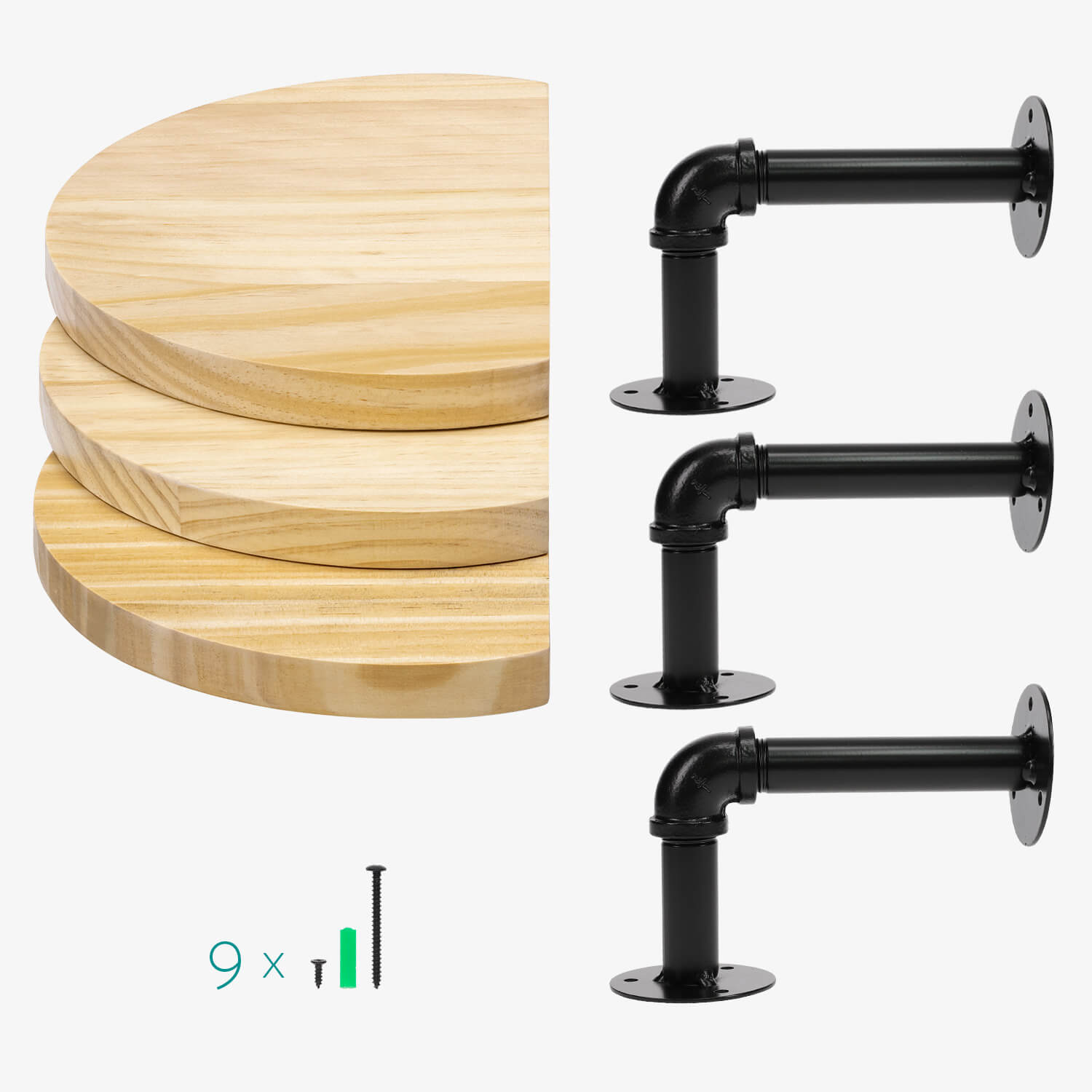 Navaris Σετ με 3 Ράφια με Βάση - 20 x 15 x 17 cm - Light Brown - 53785.24