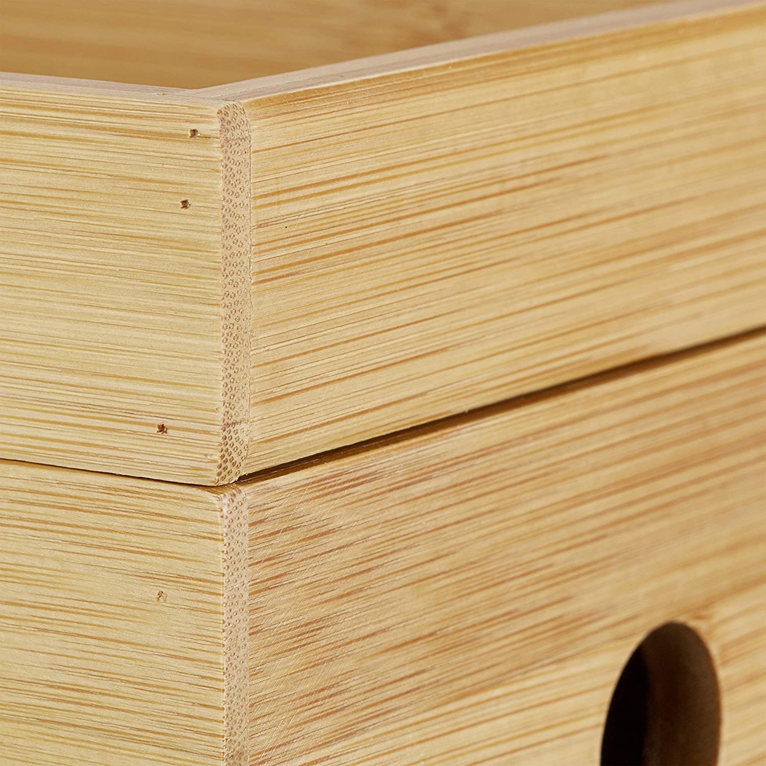 Relaxdays Κουτί Καλωδίων και Αποθήκευσης Αξεσουάρ από Bamboo - Natural - 4052025221836