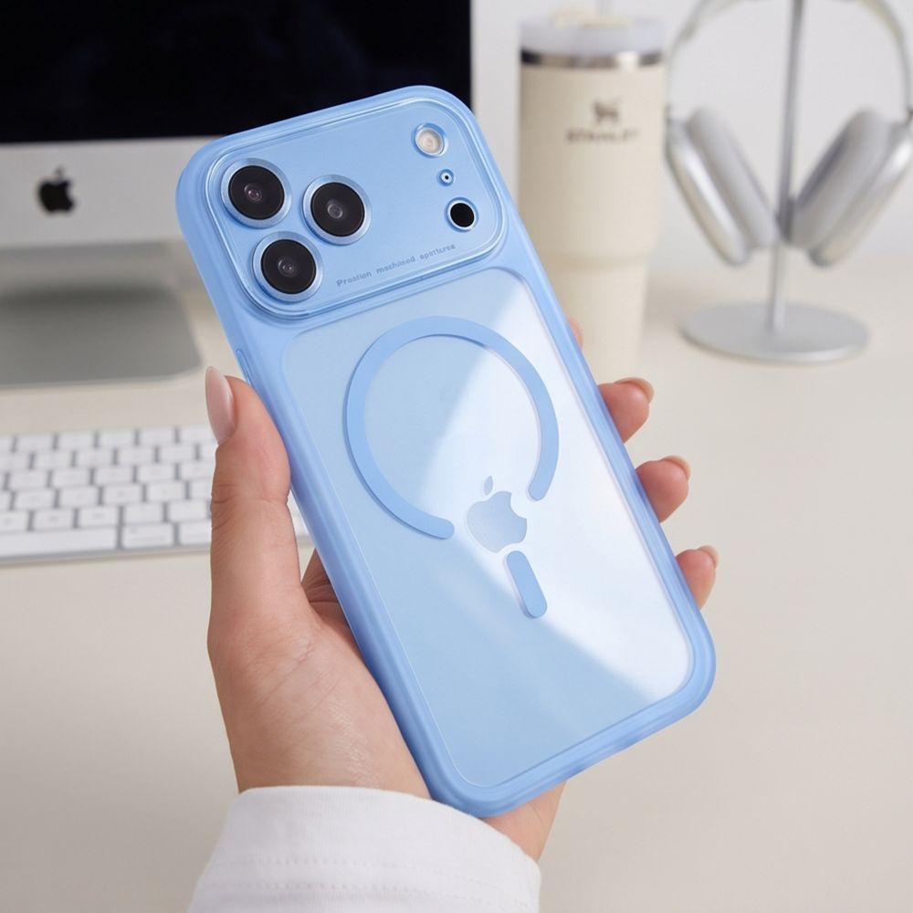 Tech-Protect iPhone 18 Pro / iPhone 17 Pro - Σκληρή Θήκη με Πλαίσιο Σιλικόνης και MagSafe - MagPeak MagSafe CC - Light Blue / Clear