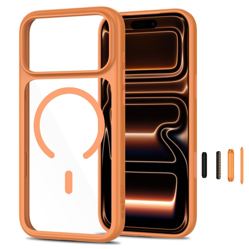 Tech-Protect iPhone 18 Pro Max / iPhone 17 Pro Max - Σκληρή Θήκη με Πλαίσιο Σιλικόνης MagSafe και 2 Αντιχαρακτικά Γυαλιά Οθόνης - MagOne CC - Cosmic Orange / Clear