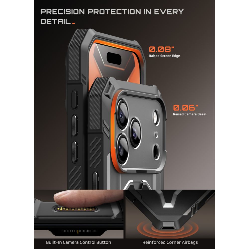 Supcase iPhone 18 Pro / iPhone 17 Pro - Σκληρή Θήκη με Προστασία Οθόνης και MagSafe / Stand - Grip Pro Mag - Black