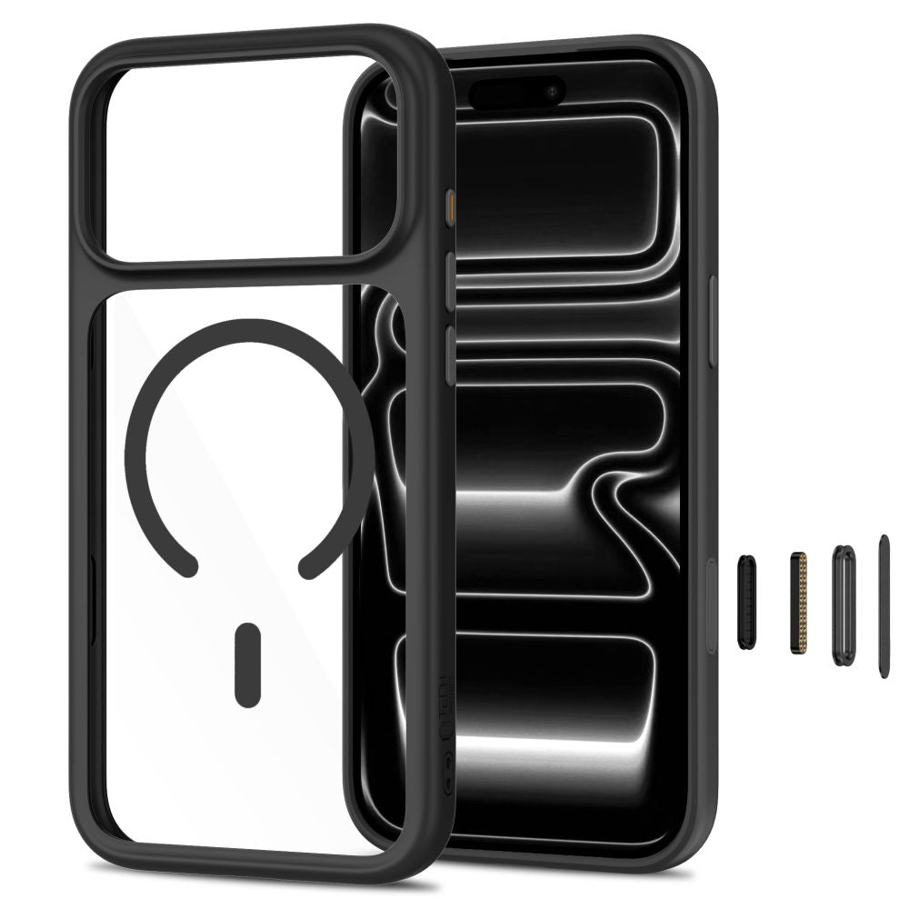 Tech-Protect iPhone 18 Pro Max / iPhone 17 Pro Max - Σκληρή Θήκη με Πλαίσιο Σιλικόνης MagSafe και 2 Αντιχαρακτικά Γυαλιά Οθόνης - MagOne CC - Black / Clear