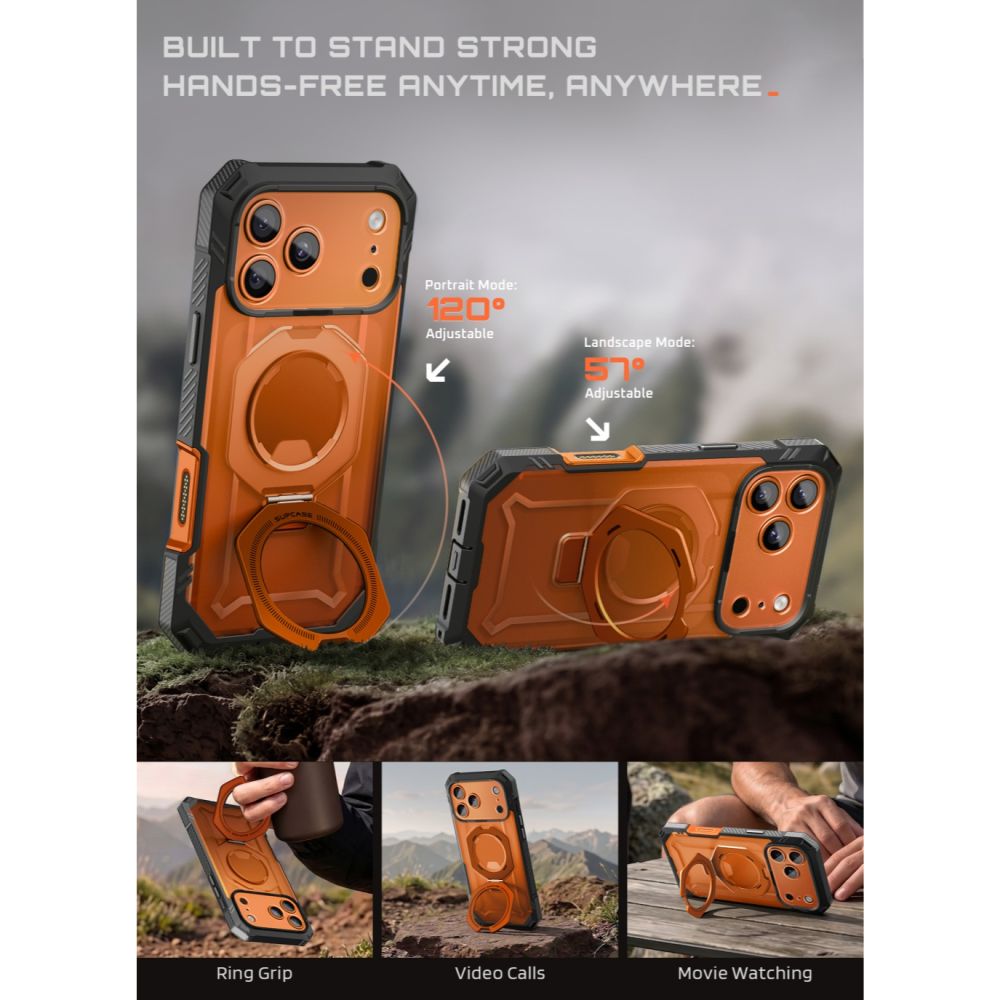 Supcase iPhone 18 Pro / iPhone 17 Pro - Σκληρή Θήκη με Προστασία Οθόνης και MagSafe / Stand - Grip Pro Mag - Coral
