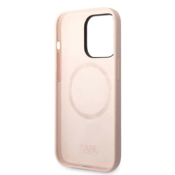 Karl Lagerfeld iPhone 14 Pro Liquid Silicone Karl and Choupette Θήκη Σιλικόνης με MagSafe - Light Pink - KLHMP14LSSKCI