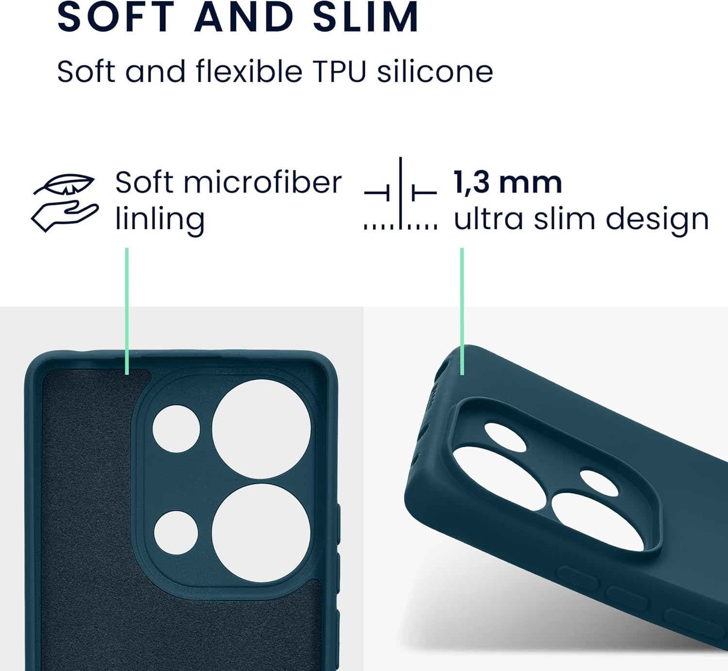 KW Xiaomi Redmi Note 13 Pro 4G Λεπτή Θήκη Σιλικόνης Rubberized TPU - Matte Petrol