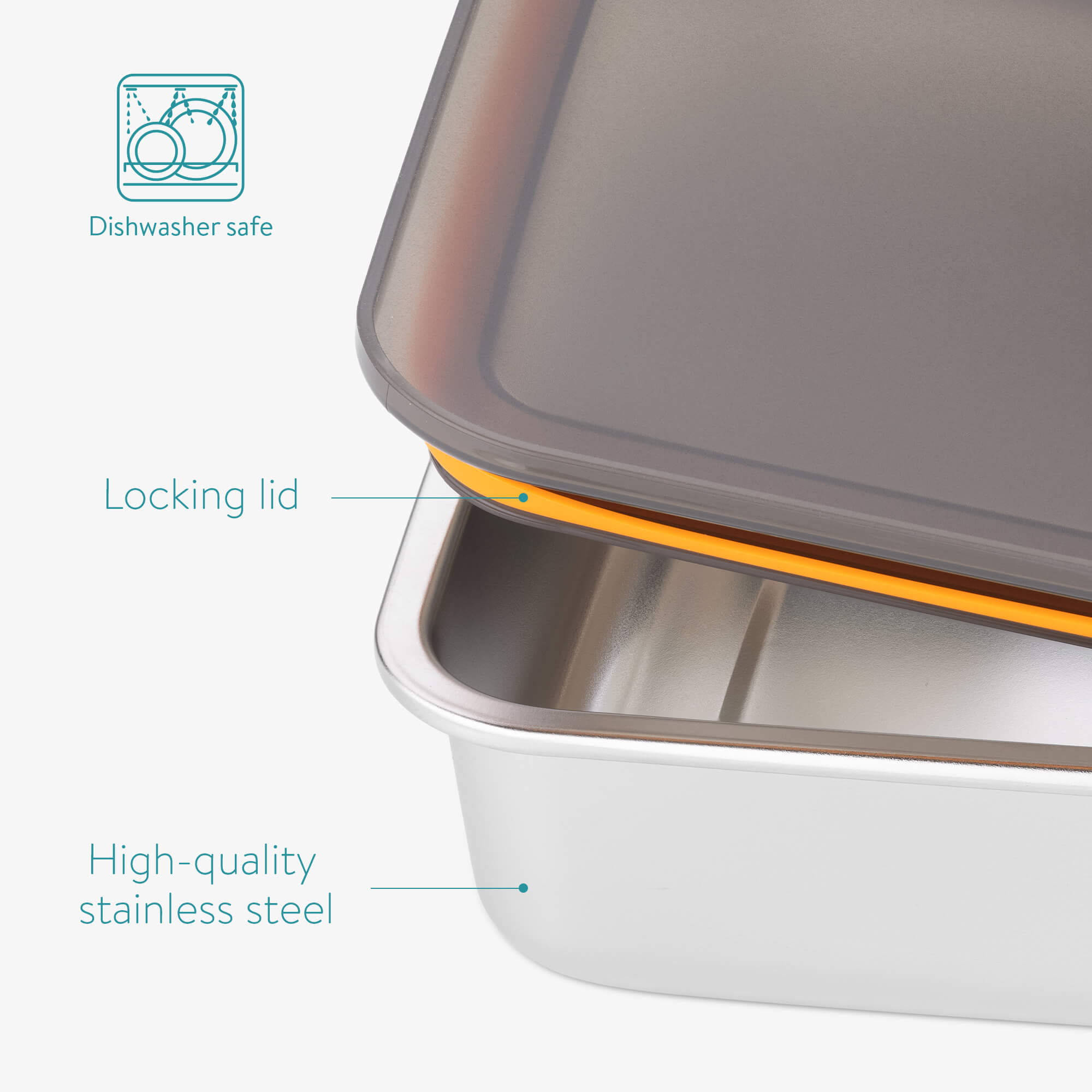 Navaris Σετ με 2 Δοχεία Μαριναρίσματος Φαγητού από Ανοξείδωτο Ατσάλι με Καπάκι Σιλικόνης - 56044.01