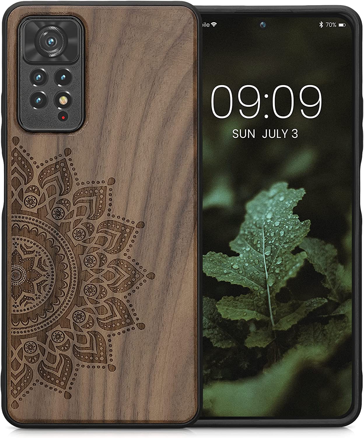KW Xiaomi Redmi Note 11 Pro / Note 11 Pro 5G Θήκη από Φυσικό Ξύλο - Design Rising Sun - Dark Brown - 57381.02