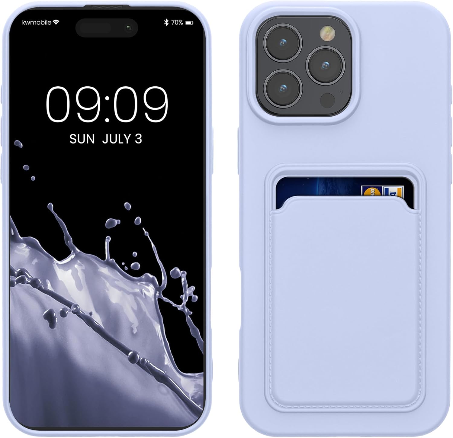 KW iPhone 16 Pro Max Θήκη Σιλικόνης TPU με Υποδοχή για Κάρτα - Lavender