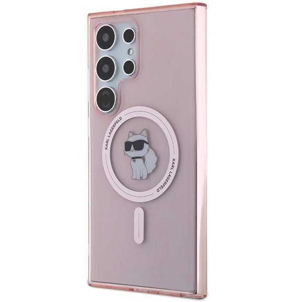 Karl Lagerfeld Samsung Galaxy S24 Ultra - IML Choupette - Magsafe Σκληρή Θήκη με Πλαίσιο Σιλικόνης - Pink - KLHMS24LHFCCNOP