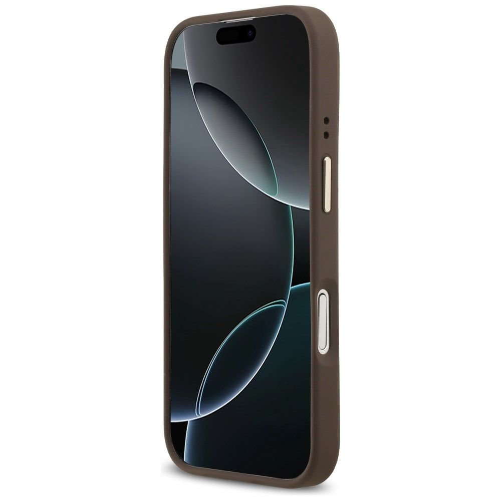 Guess iPhone 17 - 4G PU Classic Logo MagSafe - Σκληρή Θήκη με Πλαίσιο Σιλικόνης και Επένδυση Οικολογικού Δέρματος - Brown - GUHMP17SP4MSEGCW
