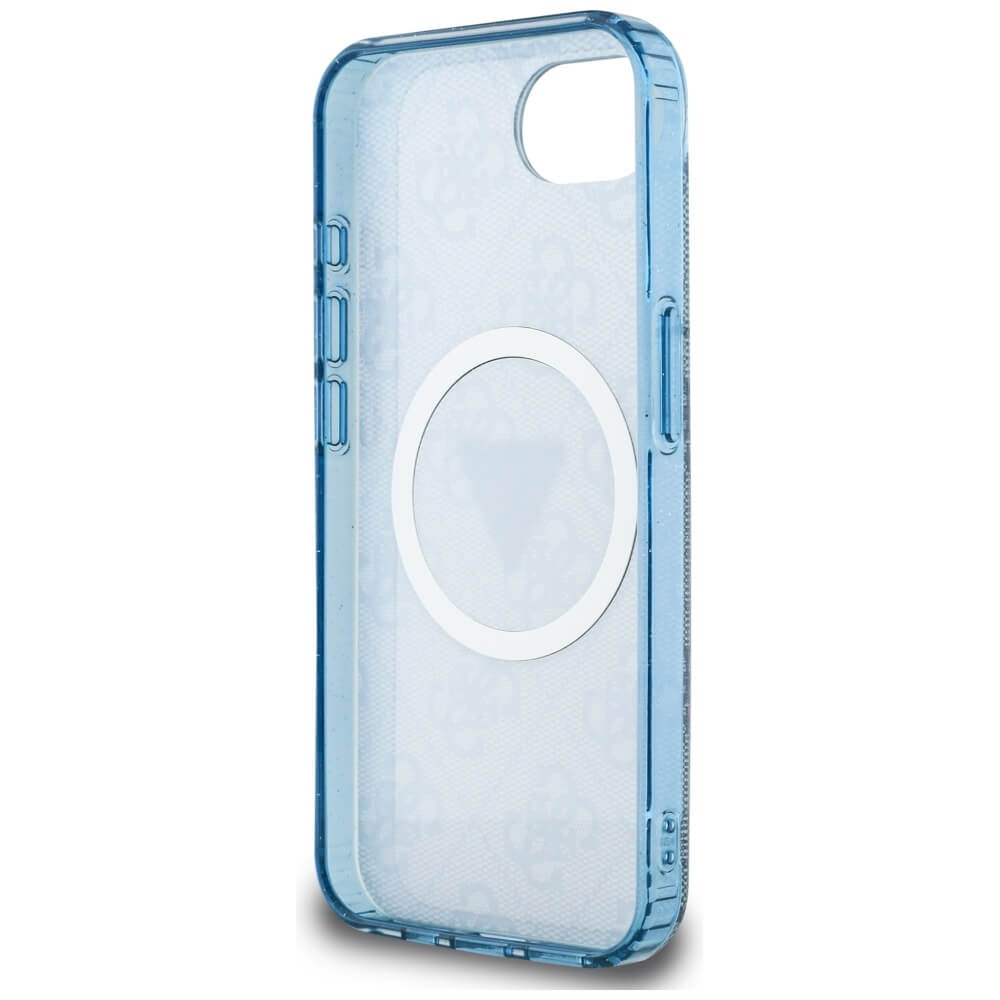 Guess iPhone 16e - IML Metal Glitter 4G Circle Triangle MagSafe - Σκληρή Θήκη με Πλαίσιο Σιλικόνης και MagSafe - Blue - GUHMPSE4HG4PRTGB