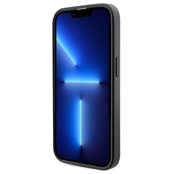 Guess iPhone 15 Pro - 4G Printed Stripes MagSafe Θήκη με Επένδυση Συνθετικού Δέρματος - Black - GUHMP15LP4RPSK