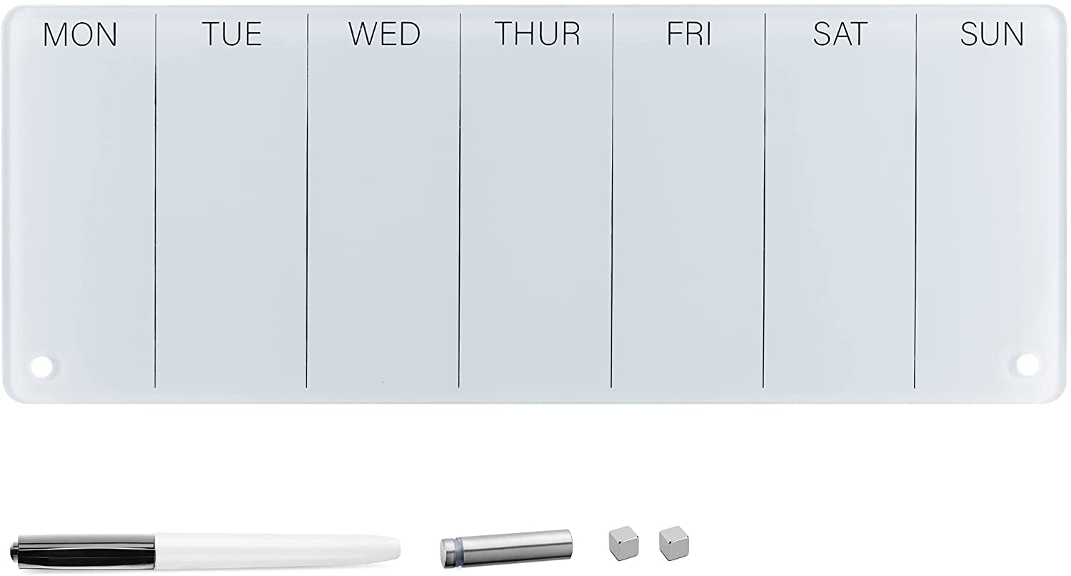 Navaris Εβδομαδιαίος Γυάλινος Μαγνητικός Πίνακας Χρονοδιαγράμματος - White - 54180.01.1
