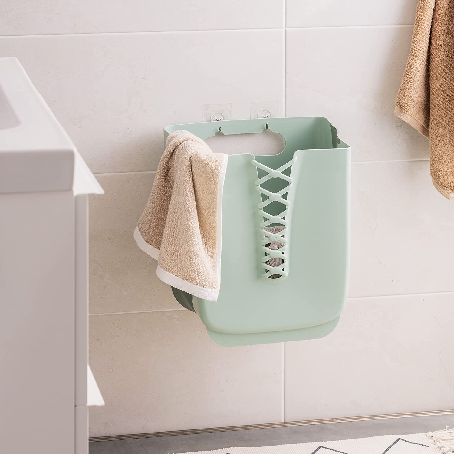 Navaris Κρεμαστό Πτυσσόμενο Πλαστικό Καλάθι Απλύτων - Green - 58400.07