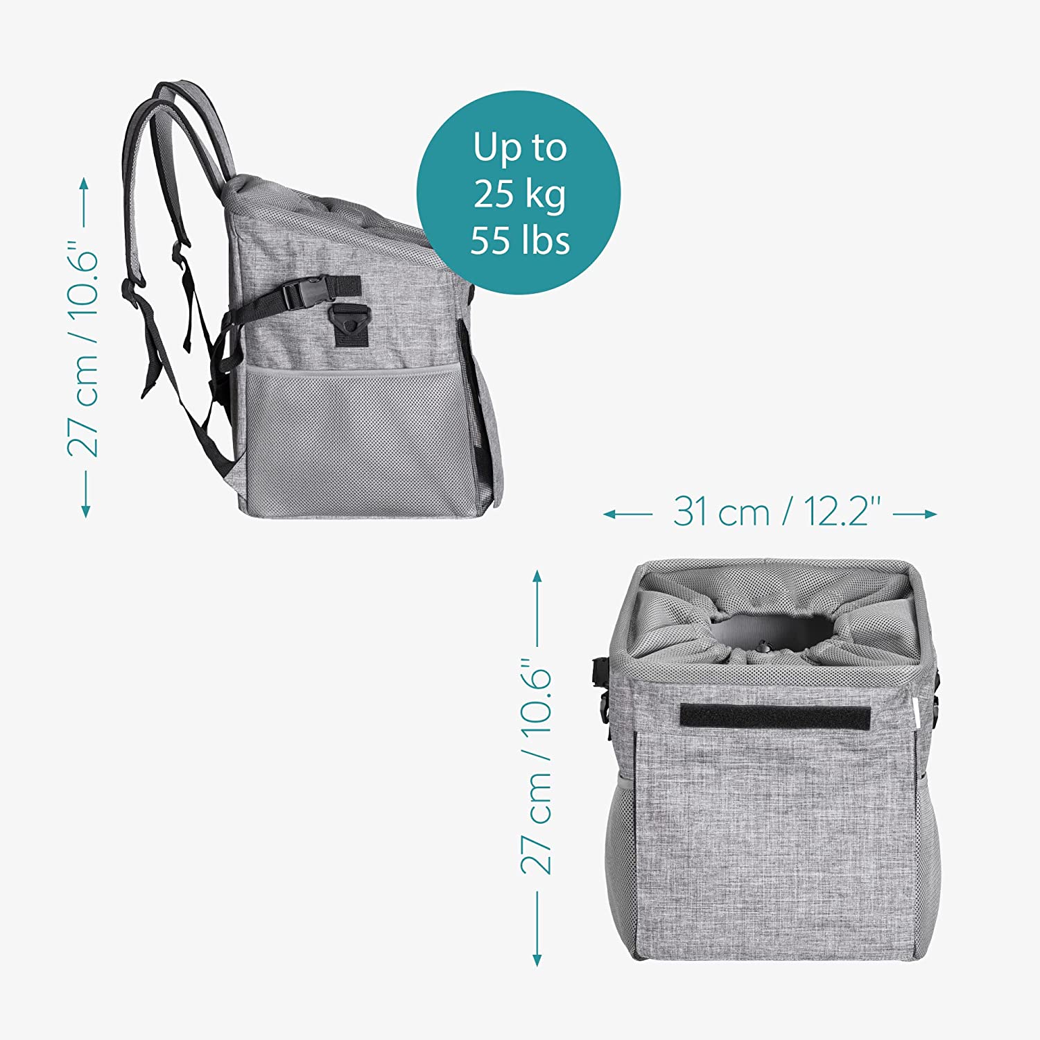 Navaris Πολυλειτουργικό Σακίδιο Μεταφοράς Κατοικιδίων - Grey - 54595.22