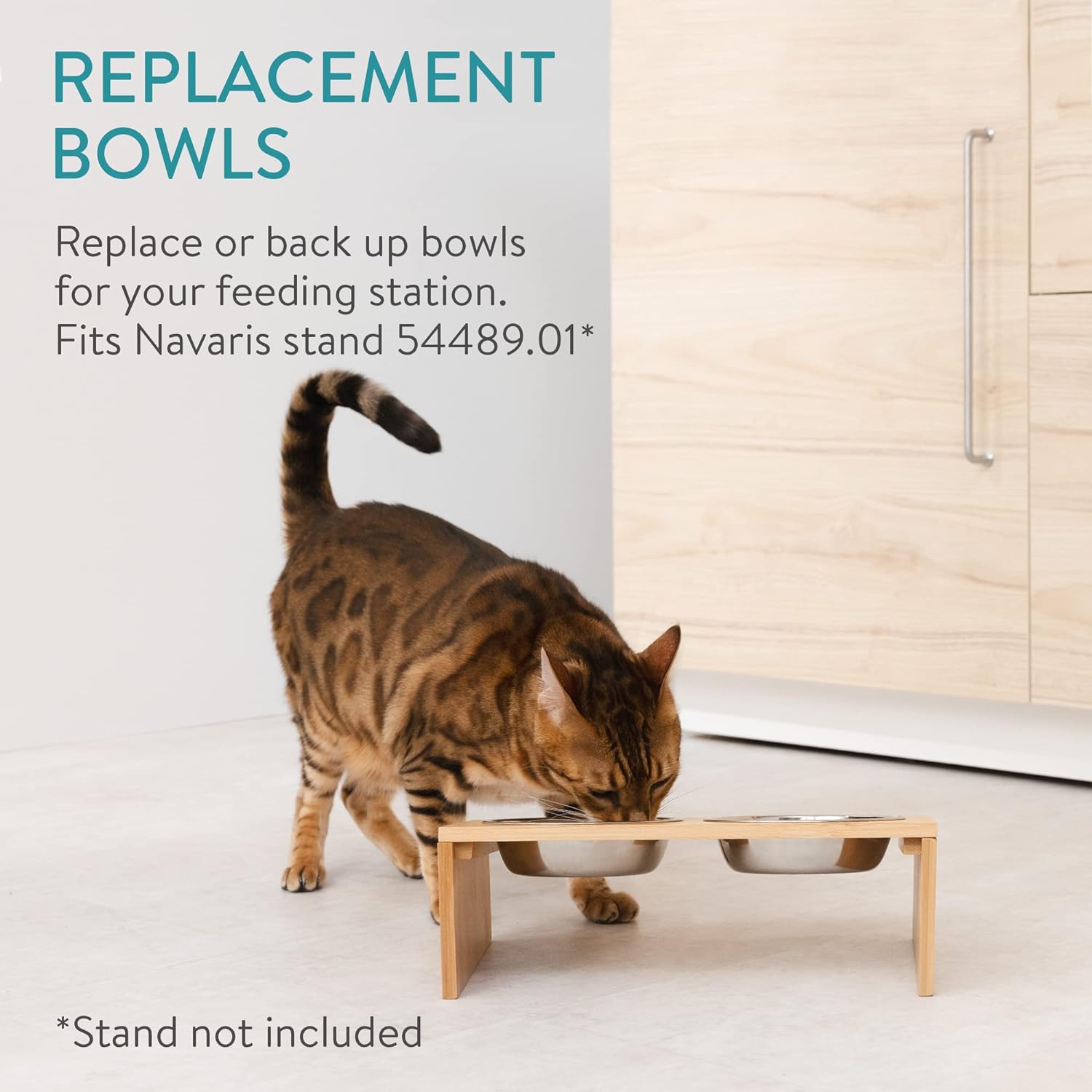 Navaris Σετ με 2 Ανταλλακτικά Μπολ Φαγητού και Νερού από Ανοξείδωτο Ατσάλι - 350 ml - Silver - 58404.01