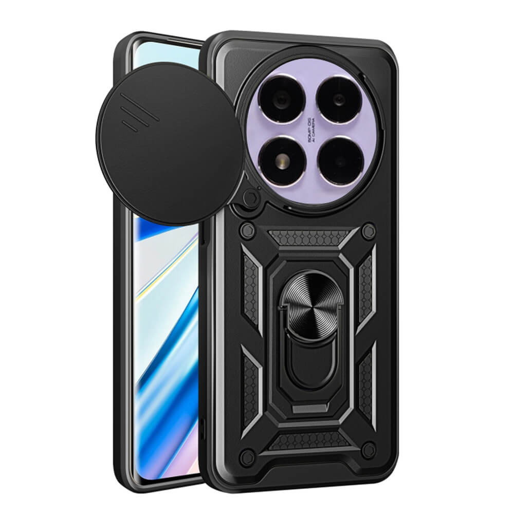 Techsuit Xiaomi Redmi Note 14 Pro 5G / Poco X7 - CamShield - Σκληρή Θήκη με Προστασία Καμερών και Δαχτυλίδι Συγκράτησης - Black