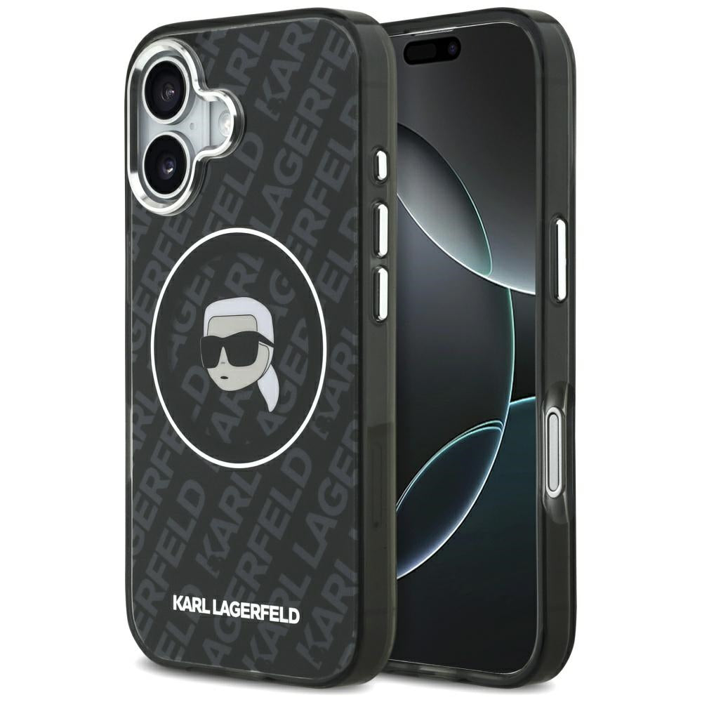 Karl Lagerfeld iPhone 17 - IML Karl Head Logo MagSafe - Σκληρή Θήκη με Πλαίσιο Σιλικόνης - Black - KLHMP17SHMKBKHOK